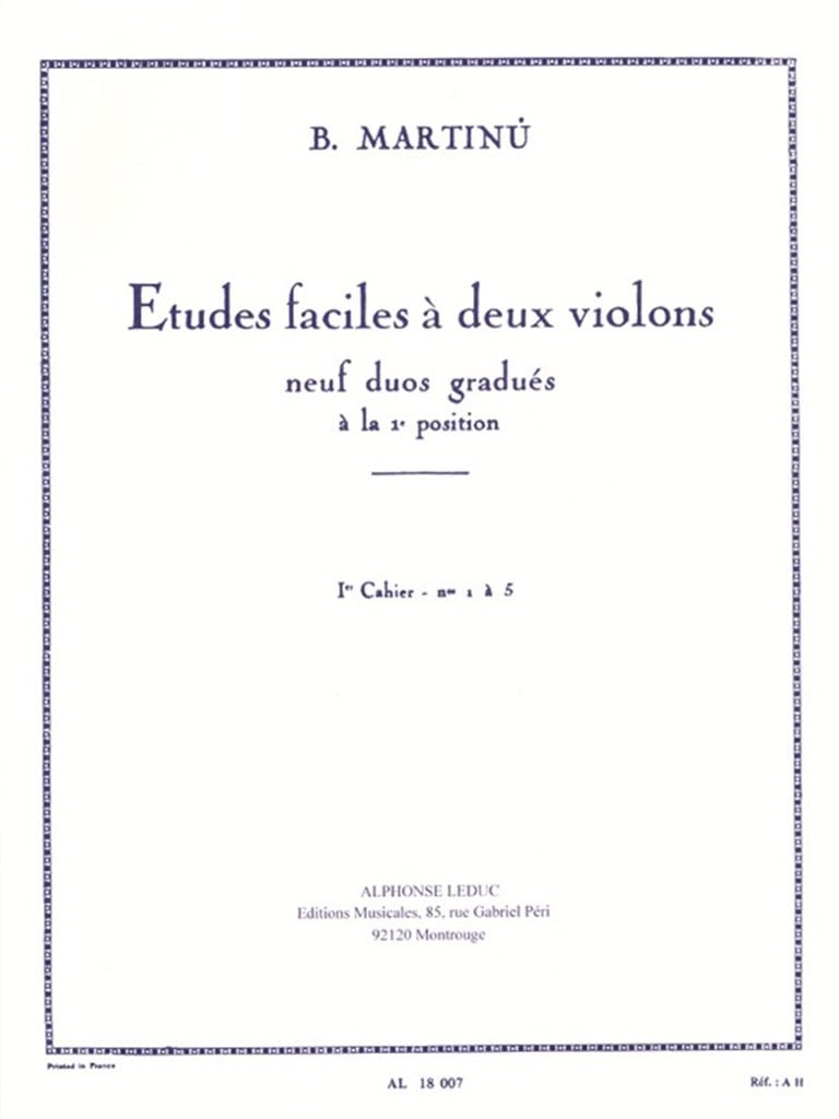 Bohuslav Martinu: Easy Studies For Two Violins